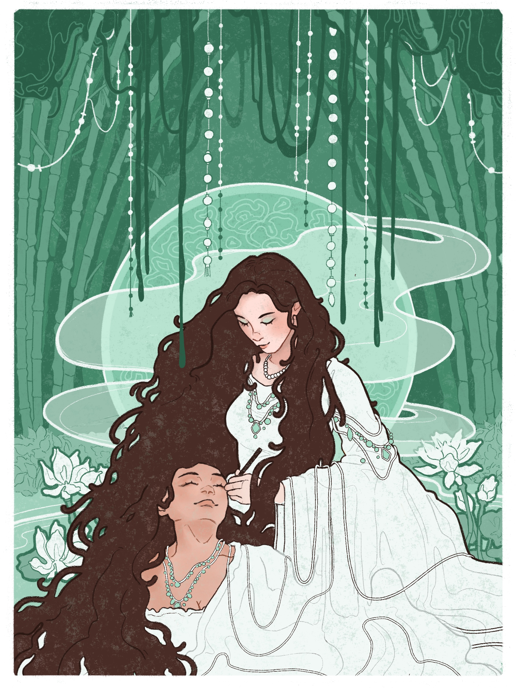 Bathing In The Pool Of The Lilies