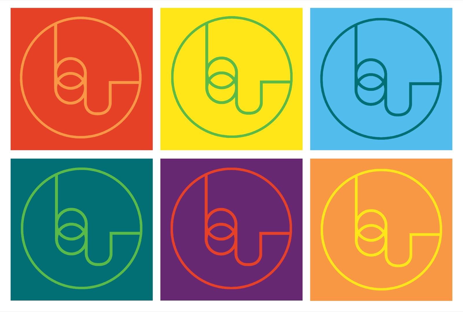 Circular logo variations across the palette