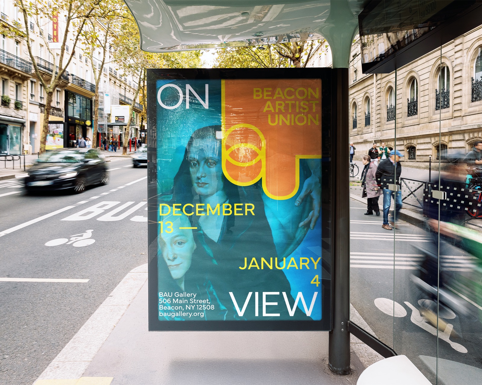 Digital poster at a city bus stop