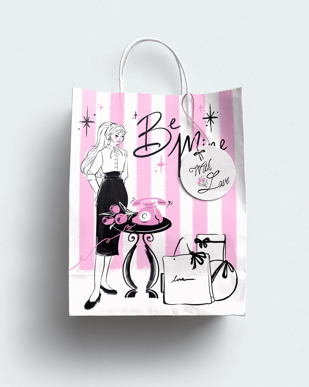 Valentine’s gift set, bag and tag